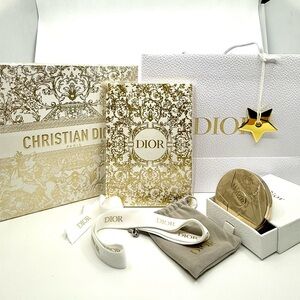 Christian Dior Gold and White Gift Set Notebook Compact Mirror